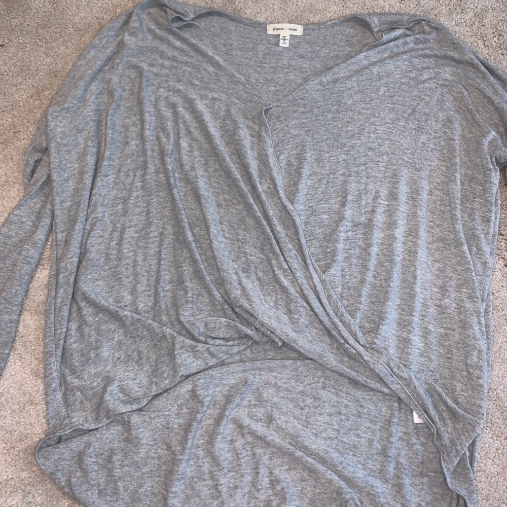 silence + noise gray wrap top